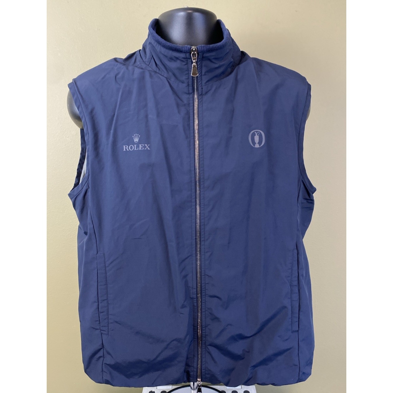 Rolex Dealer Promo Large Navy Puffer Jacket Wool Vest Windbreaker Rare Italy Rolex Dealer Promo Large Navy Puffer Jacket Wool Vest Windbreaker Rare Italy